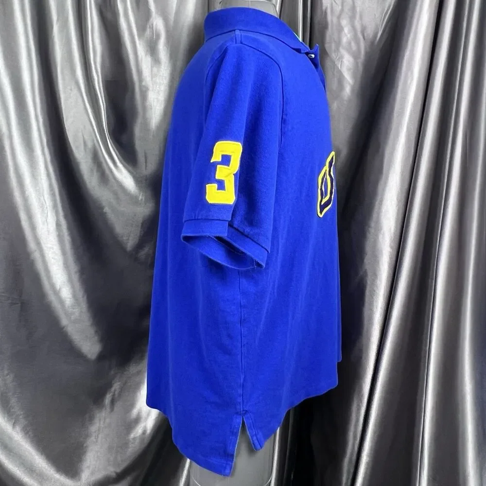 VTG Polo Ralph Lauren Men’s 2XB Blue Spellout Big Pony #3 Short‎ Sleeve 90s USA